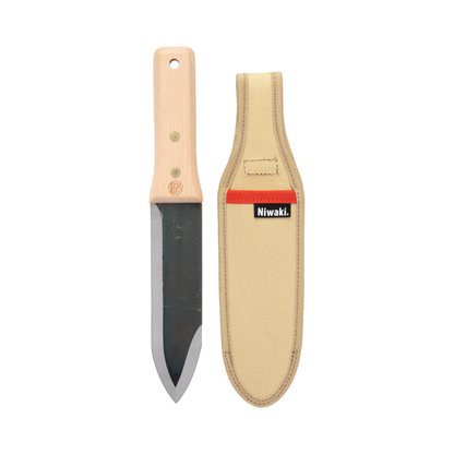 Niwaki Hori Hori Pro and Canvas Sheath on a white background