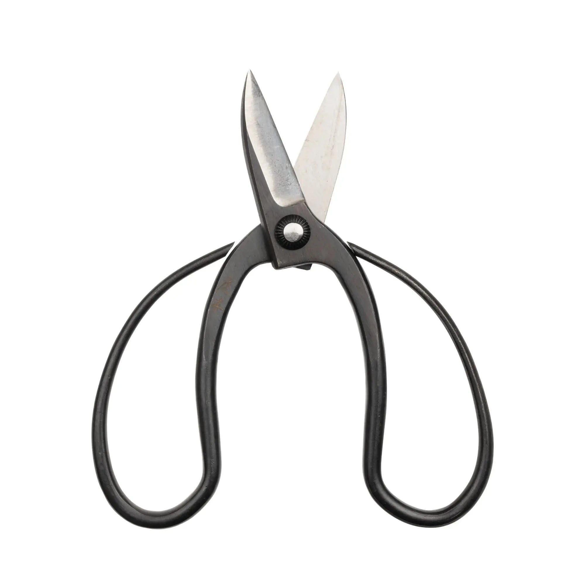 Niwaki Sentei Garden Scissors in an open position on a white background. Wilding and Wonder