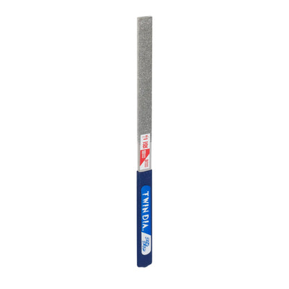 A Niwaki Twin Diamond File with a gray file and a blue and white handle.